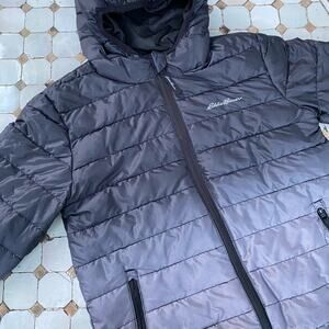 Eddie Bauer Charcoal Hooded Puffer Jacket
